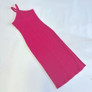 Old Navy Rib-Knit Halter Midi Dress Lotus Blossom Pink size M